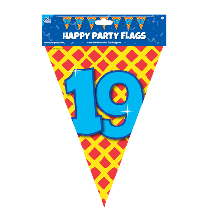 Vlaggenlijn 19 Jaar Gekleurd 10m van Paper Dreams koop je bij Partywinkel