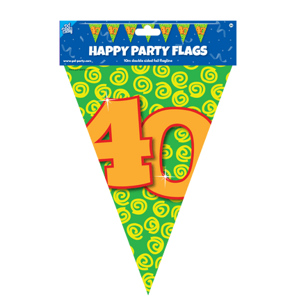 Vlaggenlijn 40 Jaar Gekleurd 10m van Paper Dreams koop je bij Partywinkel