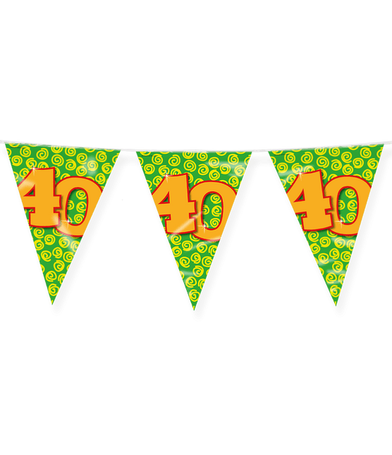 Vlaggenlijn 40 Jaar Gekleurd 10m van Paper Dreams koop je bij Partywinkel