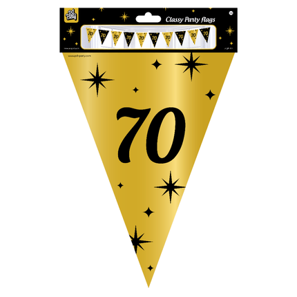 Vlaggenlijn 70 Jaar Goud Zwart 10m van Paper Dreams koop je bij Partywinkel