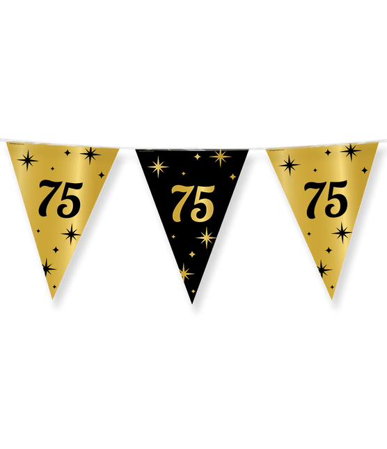 Vlaggenlijn 75 Jaar Goud Zwart 10m van Paper Dreams koop je bij Partywinkel