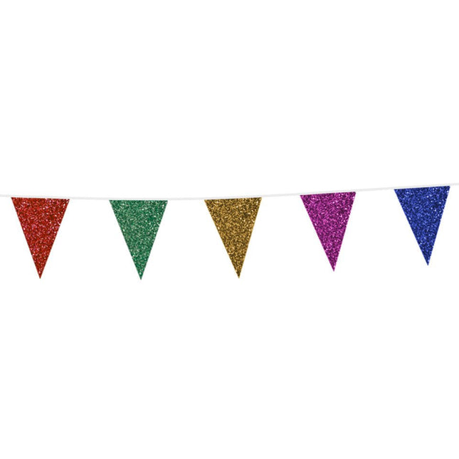 Vlaggenlijn Glitter Meerkleurig 6m van WeFiesta koop je bij Partywinkel