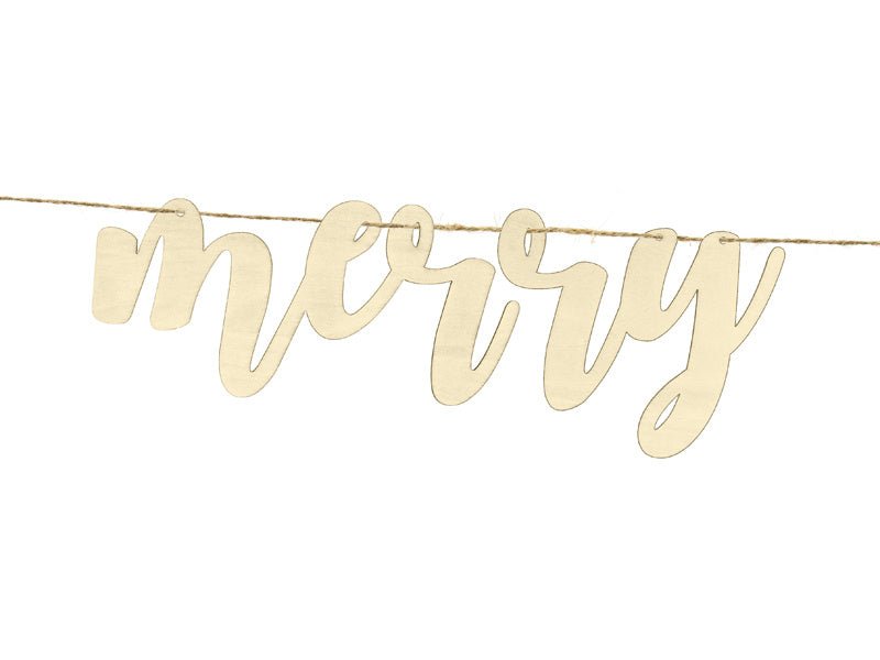 Vlaggenlijn Merry Christmas Hout 87cm van Partydeco koop je bij Partywinkel