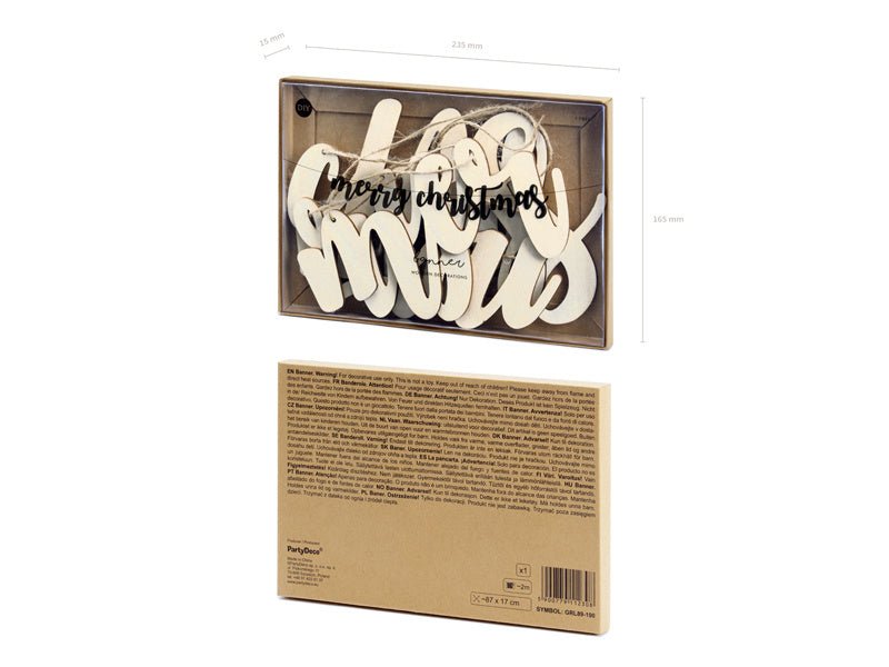 Vlaggenlijn Merry Christmas Hout 87cm van Partydeco koop je bij Partywinkel