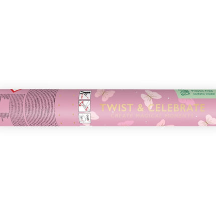 Vlinder Confetti Kanon Lichtroze 20cm van Partydeco koop je bij Partywinkel