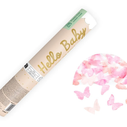 Vlinder Confetti Kanon Roze 20cm van Partydeco koop je bij Partywinkel