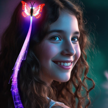 Vlinder Hair Extension Met Licht 33cm van Fiestas Guirca koop je bij Partywinkel