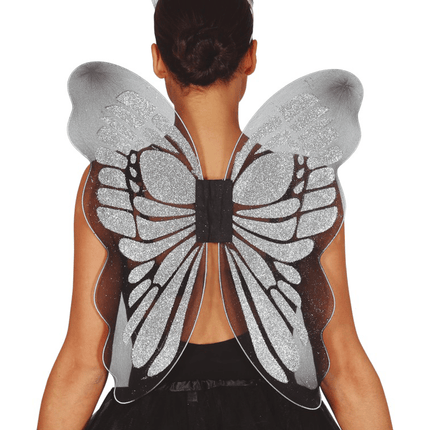 Vlindervleugels Zilver 46cm van Fiestas Guirca koop je bij Partywinkel