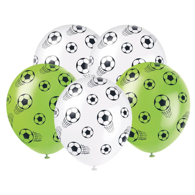 Voetbal Ballonnen 30cm 5st van Unique koop je bij Partywinkel
