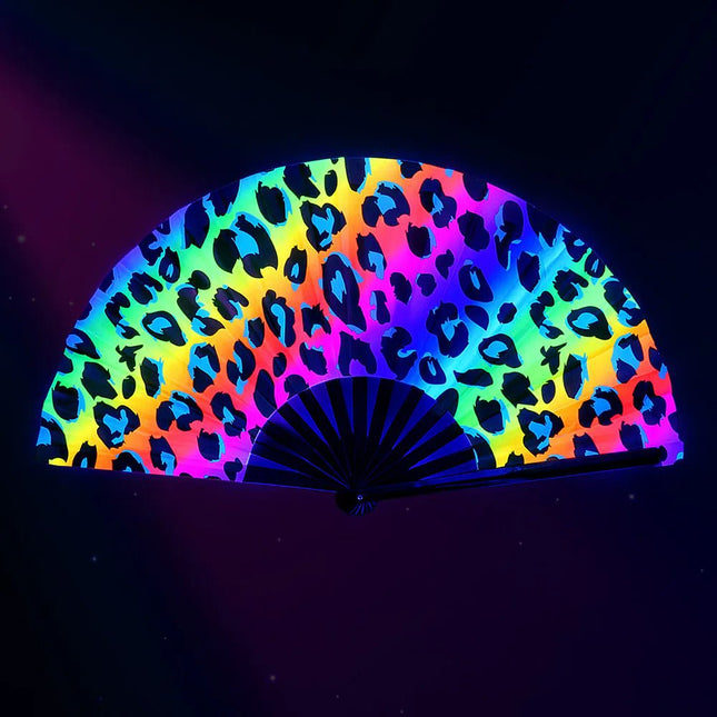 Waaier Rave wild XL (64 cm) van Boland koop je bij Partywinkel