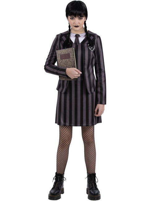Wednesday Kostuum Zwart Meisje Gothic van Smiffys koop je bij Partywinkel