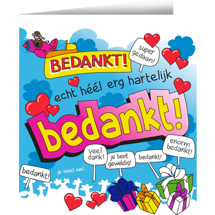 Wenskaart Bedankt 16,5cm van Paper Dreams koop je bij Partywinkel