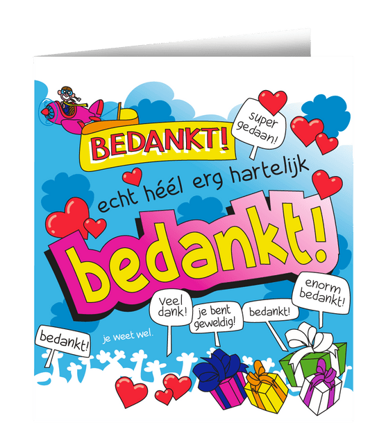 Wenskaart Bedankt 16,5cm van Paper Dreams koop je bij Partywinkel
