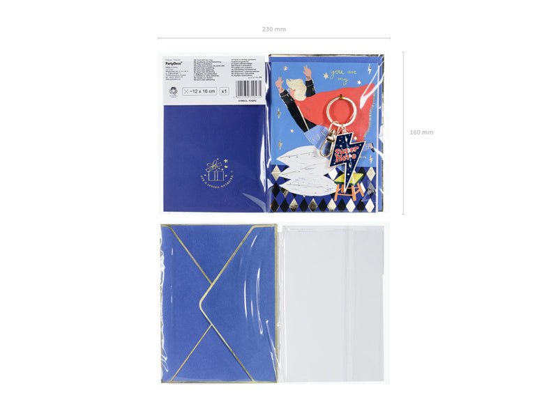 Wenskaart Super Hero Sleutelhanger 16cm van Partydeco koop je bij Partywinkel