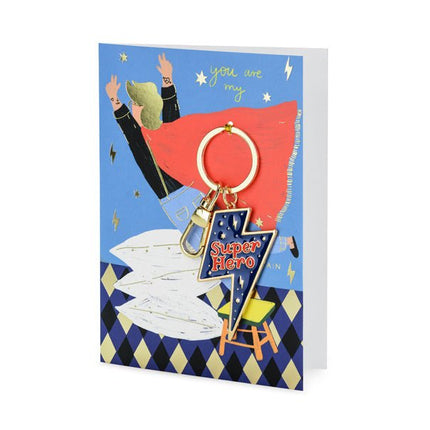 Wenskaart Super Hero Sleutelhanger 16cm van Partydeco koop je bij Partywinkel