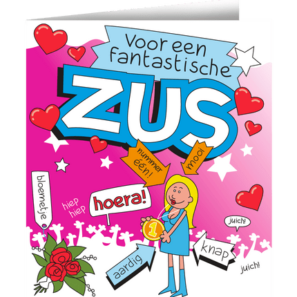 Wenskaart Zus 16,5cm van Paper Dreams koop je bij Partywinkel