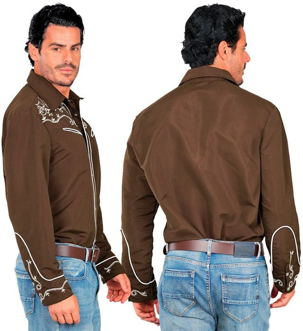 Western Cowboy Overhemd Bruin van Widmann koop je bij Partywinkel