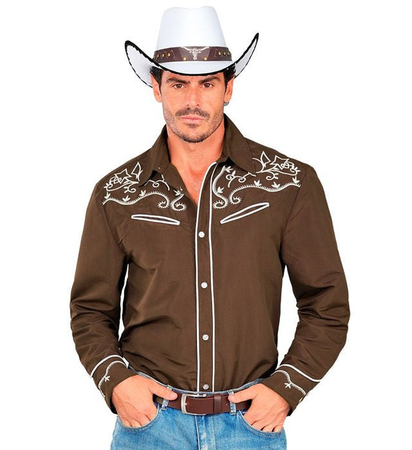 Western Cowboy Overhemd Bruin van Widmann koop je bij Partywinkel