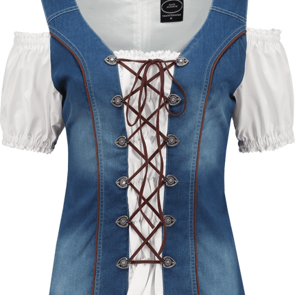 Wit Blauwe Blouse Dames Trachtenmieder van Haus Huberts koop je bij Partywinkel