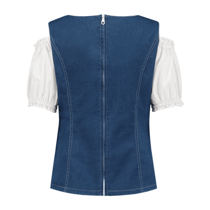 Wit Blauwe Blouse Dames Trachtenmieder van Haus Huberts koop je bij Partywinkel