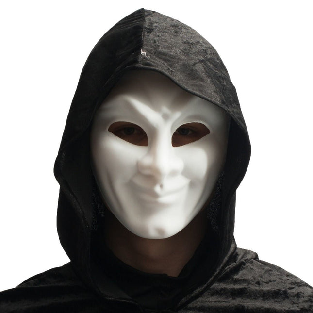 Wit Masker Glimlach van Partychimp koop je bij Partywinkel