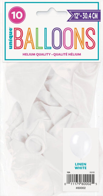 Witte Ballonnen 30cm 10st van Unique koop je bij Partywinkel