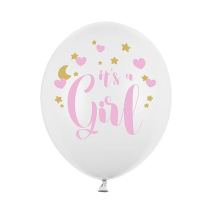Witte Ballonnen It'S A Girl 30cm 6st van Partydeco koop je bij Partywinkel
