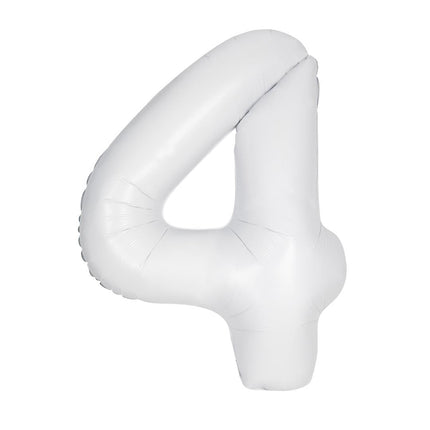 Witte Cijfer Ballon 4 Jaar Matte 86cm van Unique koop je bij Partywinkel