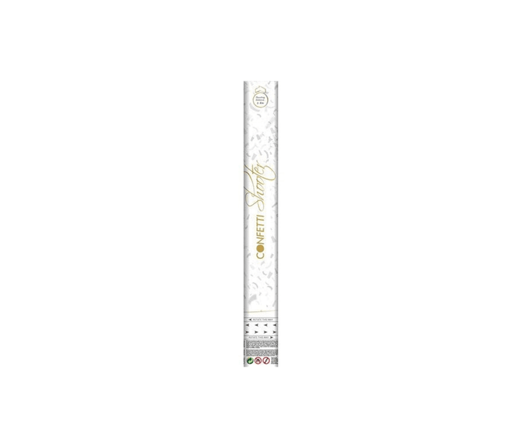 Witte Confetti Kanon 40cm van Haza Witbaard koop je bij Partywinkel