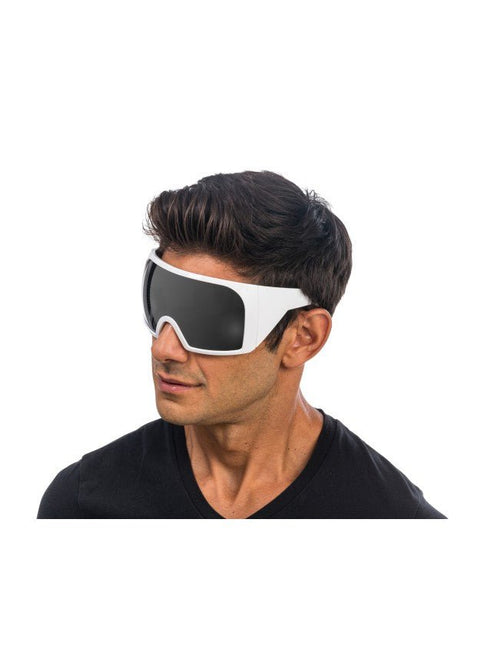 Witte Futuristische Maskerbril met Zwart Vizier van CHAKS koop je bij Partywinkel