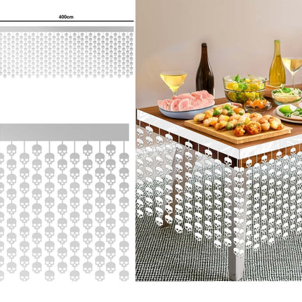 Witte Halloween Tafelrok Doodshoofden 4m van Fiestas Guirca koop je bij Partywinkel