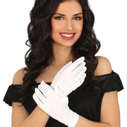 Witte Handschoenen Polyester 24cm van Fiestas Guirca koop je bij Partywinkel