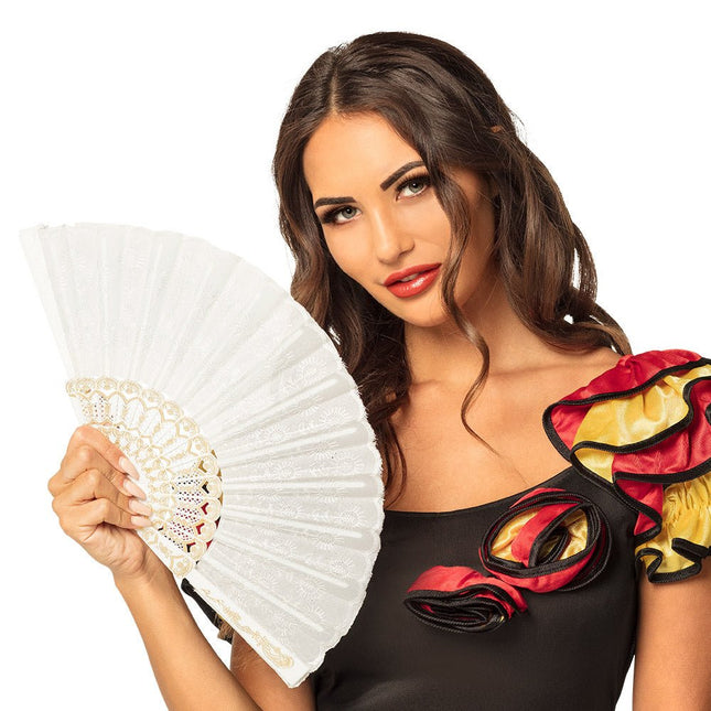 Witte Handwaaier 25cm van Boland koop je bij Partywinkel