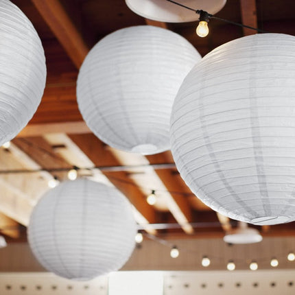 Witte Lampion Rond 20cm van Partydeco koop je bij Partywinkel