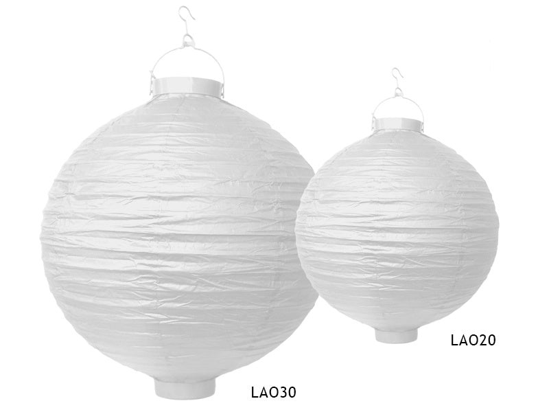 Witte Lampion Rond met lampje 20cm van Partydeco koop je bij Partywinkel