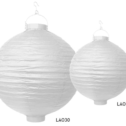 Witte Lampion Rond met lampje 30cm van Partydeco koop je bij Partywinkel