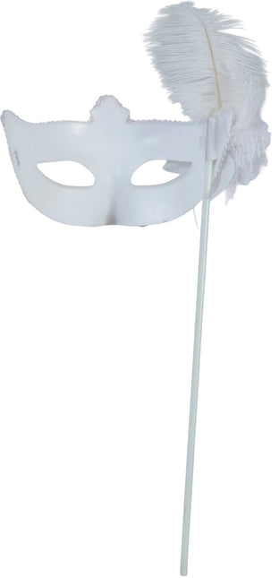 Witte Oogmasker Met Stok van Fiestas Guirca koop je bij Partywinkel
