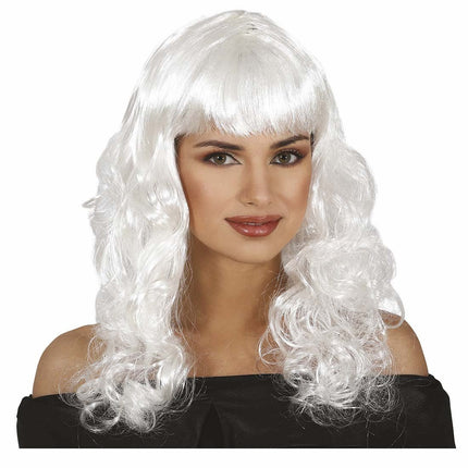 Witte Pruik Krullen van Fiestas Guirca koop je bij Partywinkel