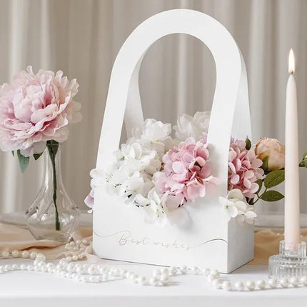 Witte Uitdeelbox Bloemenbak Best Wishes 38cm van Partydeco koop je bij Partywinkel