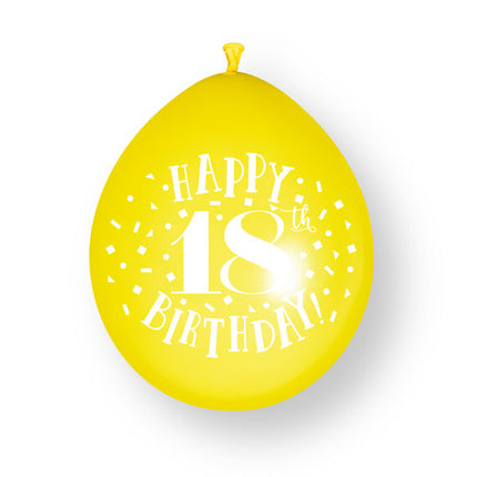 10 kpl ”Happy 18th Birthday” -lateksipalloja, 23 cm