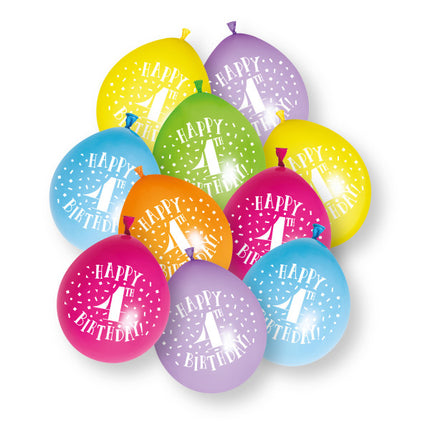 10 kpl Hyvää 4. syntymäpäivää 23cm lateksi ilmapallot