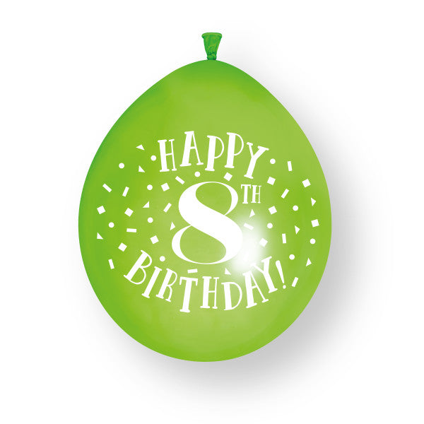 10 kpl Hyvää 8. syntymäpäivää 23cm" lateksi ilmapallot