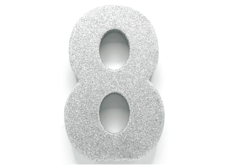 Zilver Tafeldecoratie Cijfer 8 Glitter 20,5cm van WeFiesta koop je bij Partywinkel