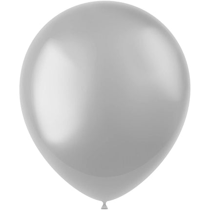 Zilveren Ballonnen Metallic Moondust Silver 33cm 50st van Folat koop je bij Partywinkel