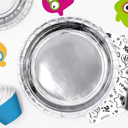 Zilveren Borden 23cm 6st van Partydeco koop je bij Partywinkel