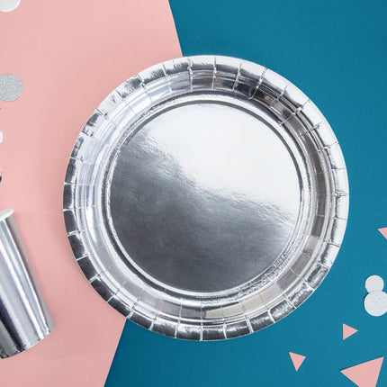 Zilveren Borden 23cm 6st van Partydeco koop je bij Partywinkel