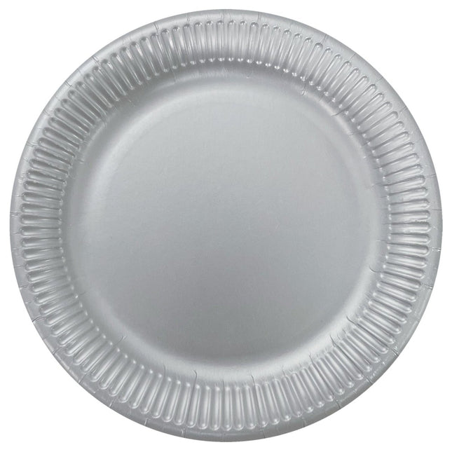 Zilveren Borden Metalic 23cm 8st van Procos koop je bij Partywinkel