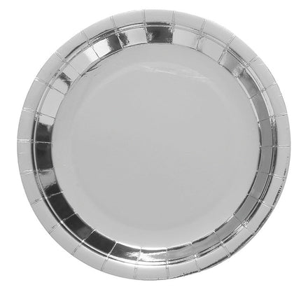 Zilveren Borden Rond 23cm 6st van Fiestas Guirca koop je bij Partywinkel