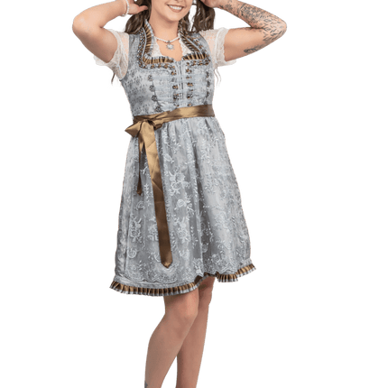 Zilveren Dirndl Jurk Oktoberfest Dames 2 Delig van Haus Huberts koop je bij Partywinkel