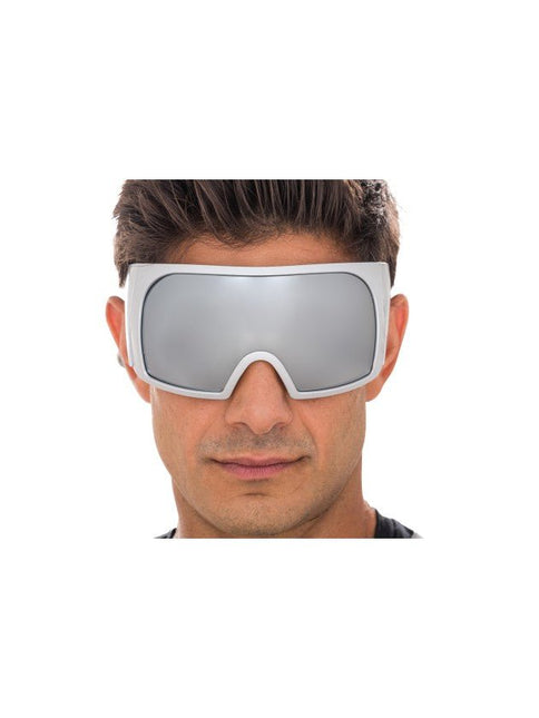 Zilveren Futuristische Maskerbril met Spiegelvizier van CHAKS koop je bij Partywinkel